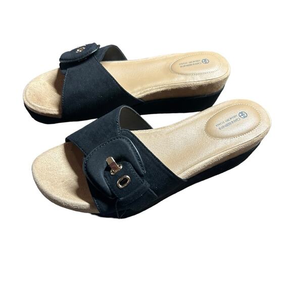 Giani Bernini Ashllyn Memory Foam Wedge Sandals Slip On Buckle Strap  NEW Size 9 - Picture 1 of 11